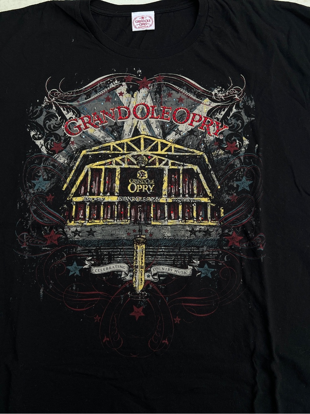 Grand Ole Opry Graphic Tee - Black with Yellow & Red Design